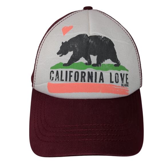 California Love Snapback Trucker Hat Red One Size Mesh Back Billabong - Picture 1 of 10